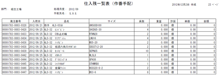 仕入残一覧表