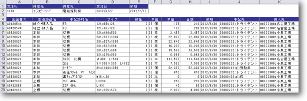 部材手配取込用EXCELシート